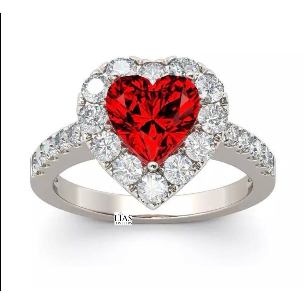 Brand New 18k White Gold Wedding Ring, Engagement Ring, Heart Shape Ring